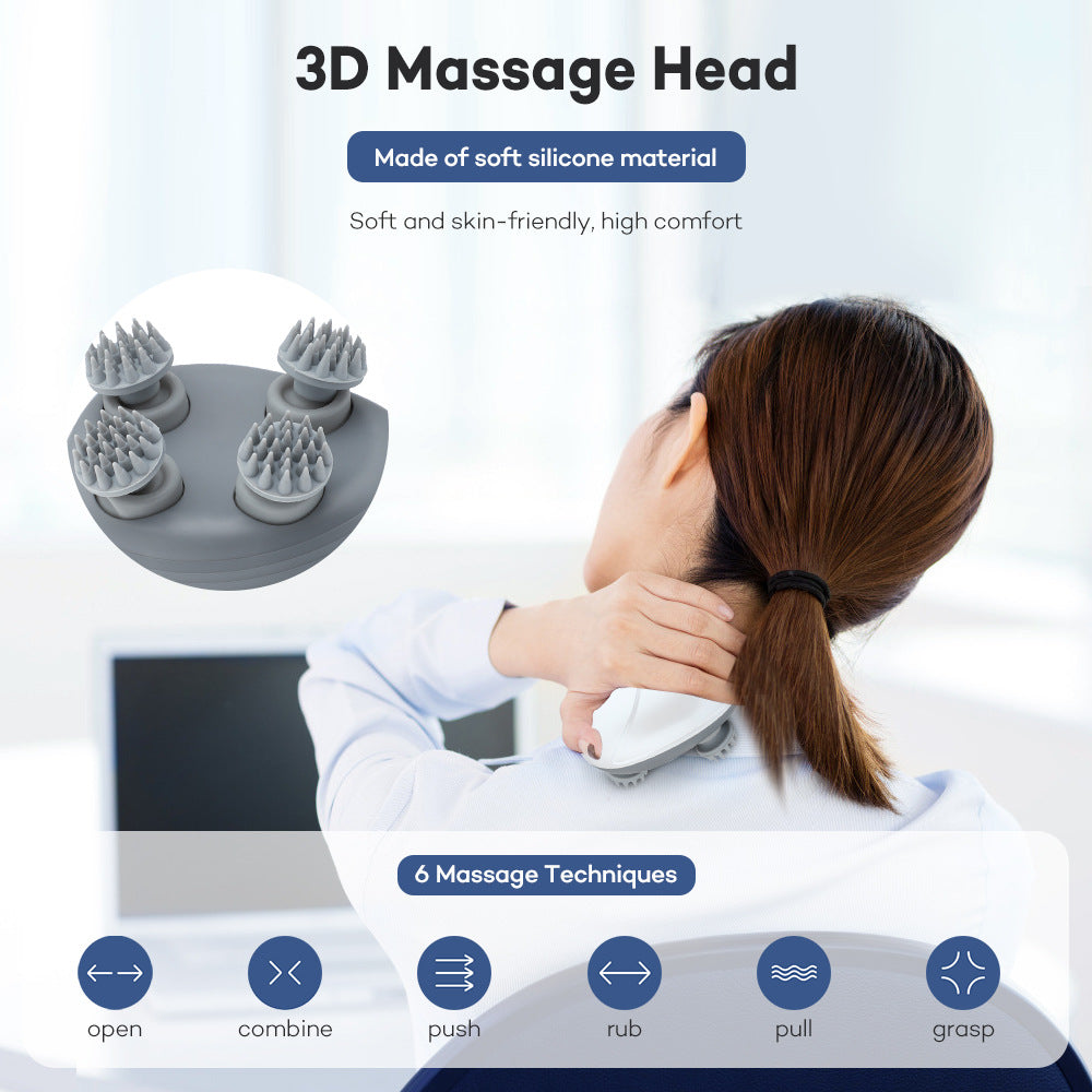 Ergonomic head massage device for home and travel use