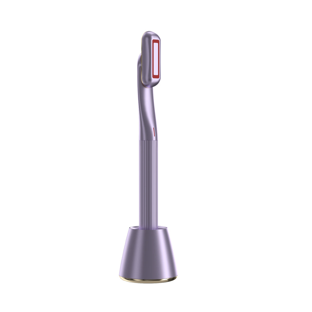 Purple Face Massage Device with ergonomic handle and red light facial massage head