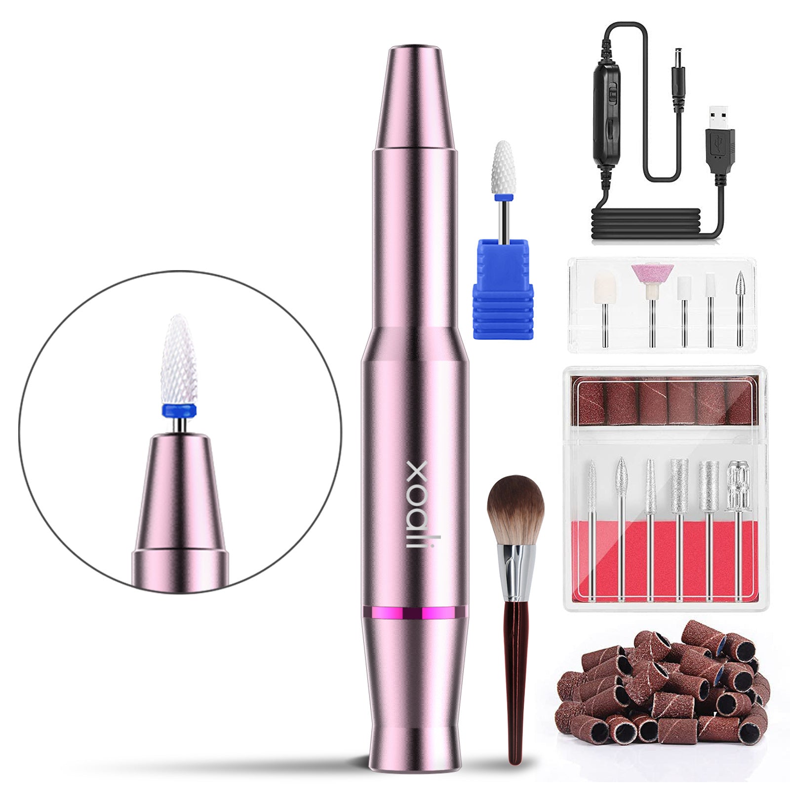 Modern nail drill set for shaping and smoothing nails easily