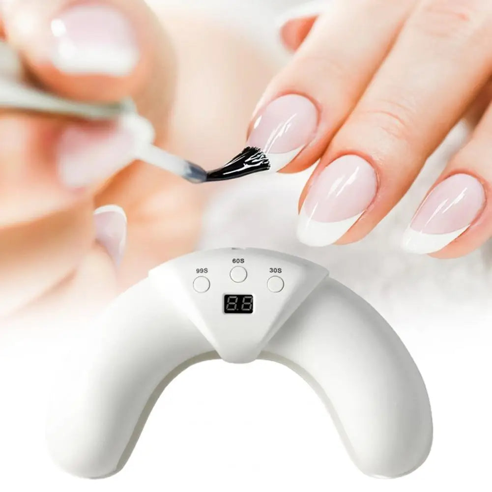 Portable UV LED nail dryer with foldable crescent design