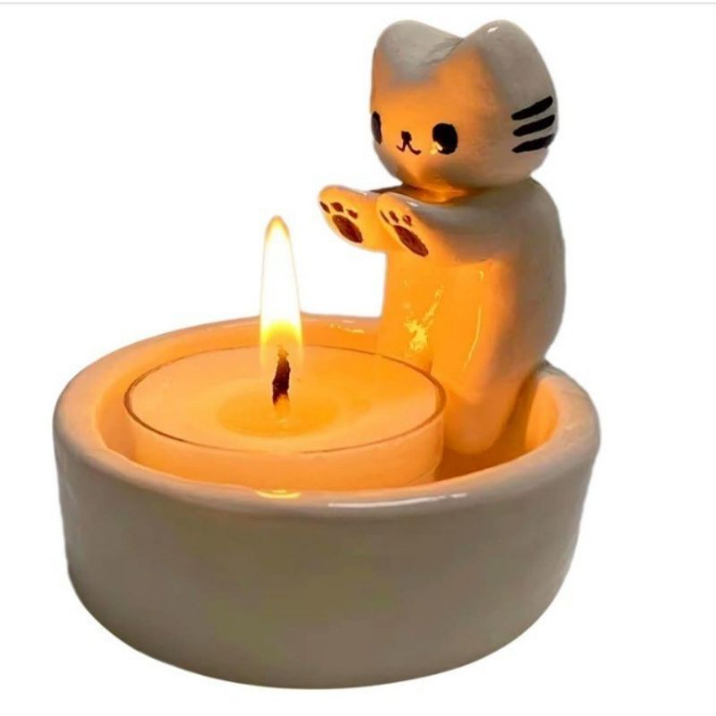 Cartoon Kitten Candle Holder Ornament