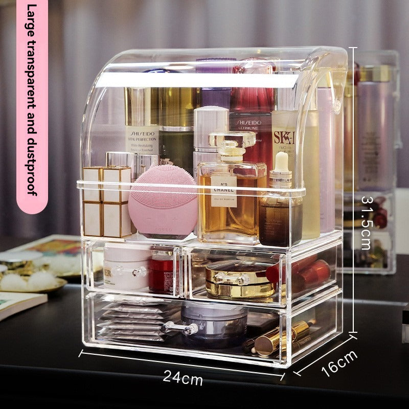 Dust-proof acrylic cosmetic box full view
