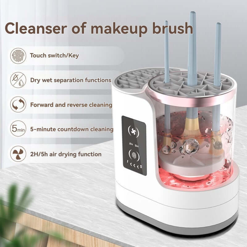 Portable makeup brush cleaner machine for beauty and skincare routines