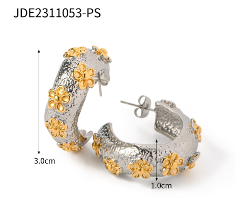 Flower C- Shaped Earrings