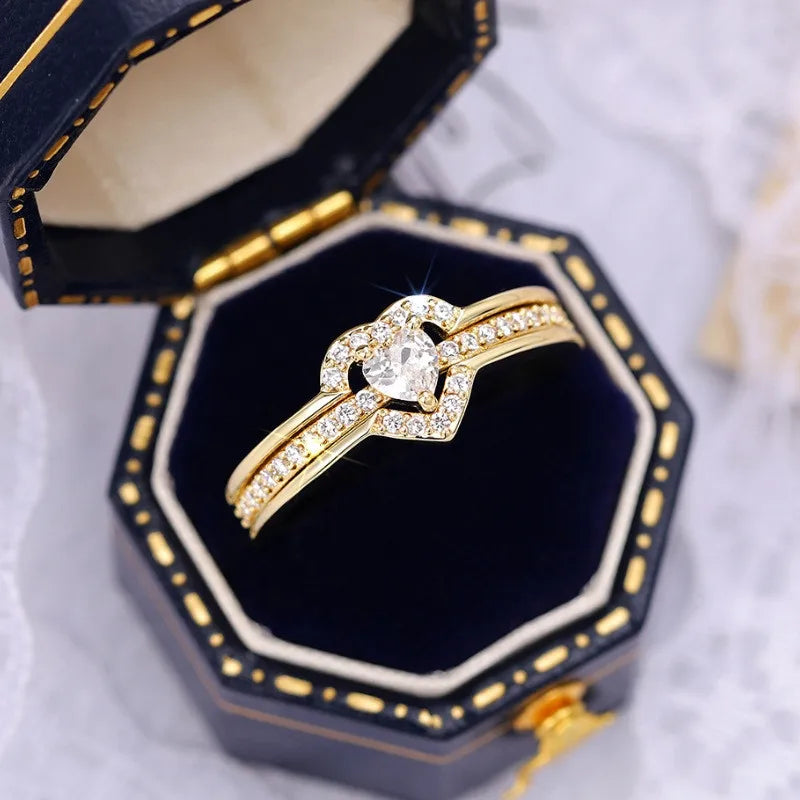 925 Sterling Silver Romantic Wedding Band Ring Female Love Jewelry Brilliant Heart Zirconia Finger Accessories Engagement Ring