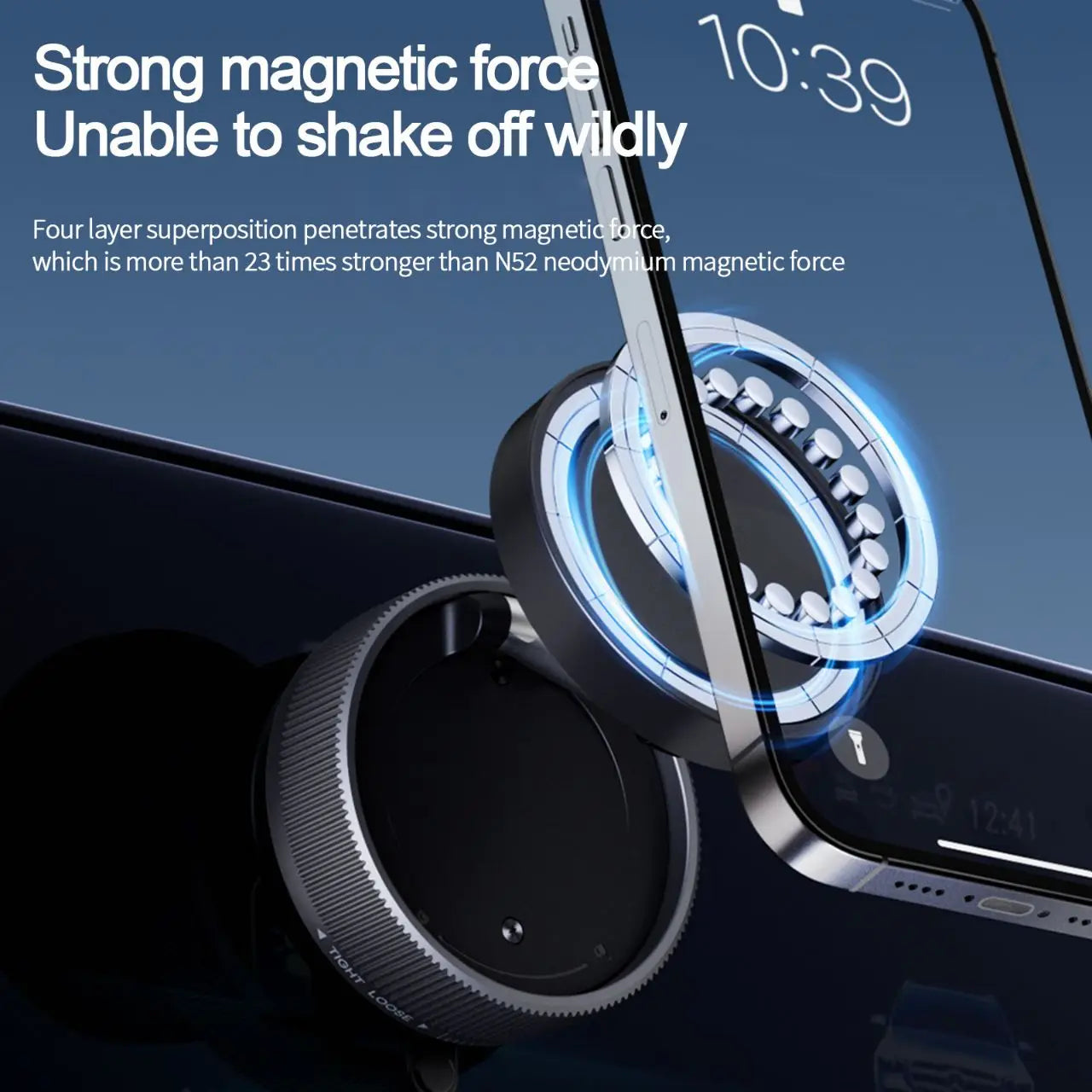 Magnetic Car Phone Holder Foldable Design 360° Adjustable Vacuum