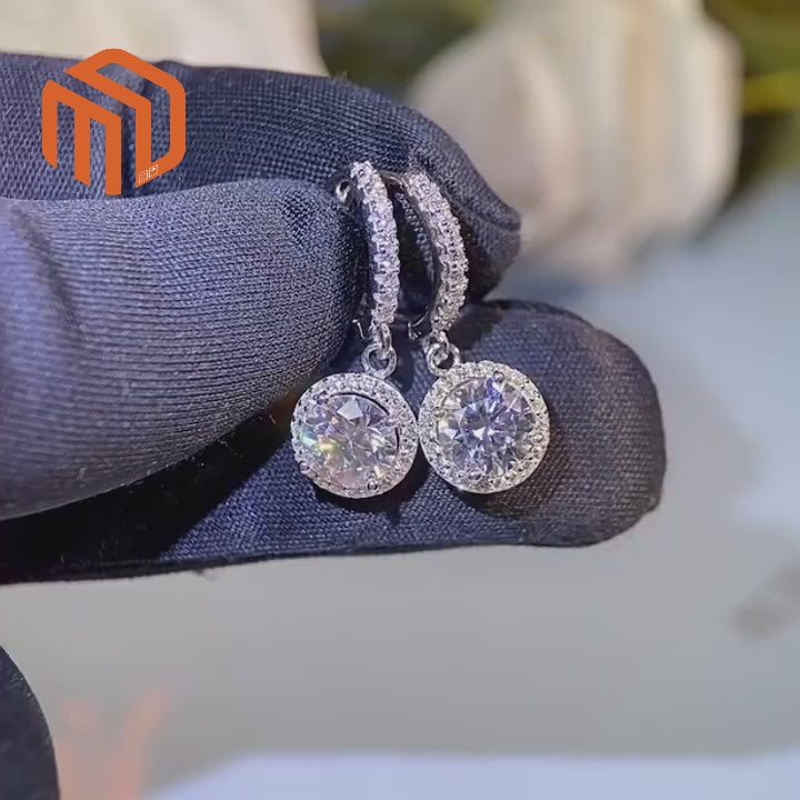 أقراط مويسانيت دائرية ملفوفة