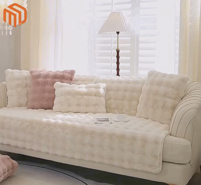 غطاء أريكة مانع للانزلاق من القطيفة على شكل أرنب
