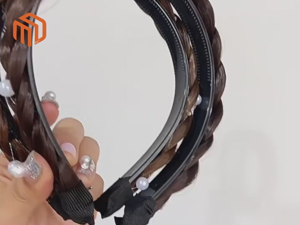 عصابة رأس شعر مستعار على شكل ضفيرة عظم السمك للنساء 