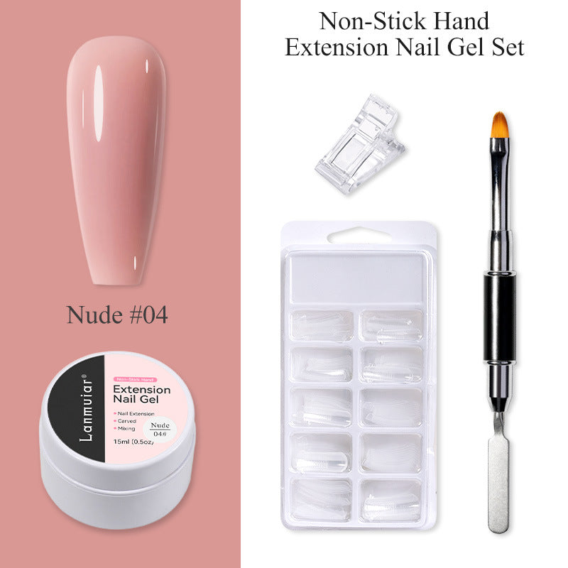 Nail extension manicure glue for polished nail appearance
