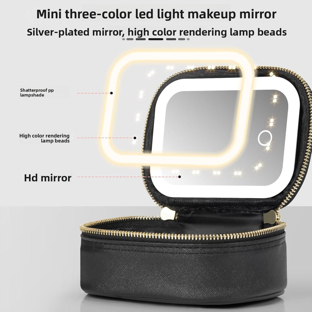Travel makeup case with detachable LED lighting system