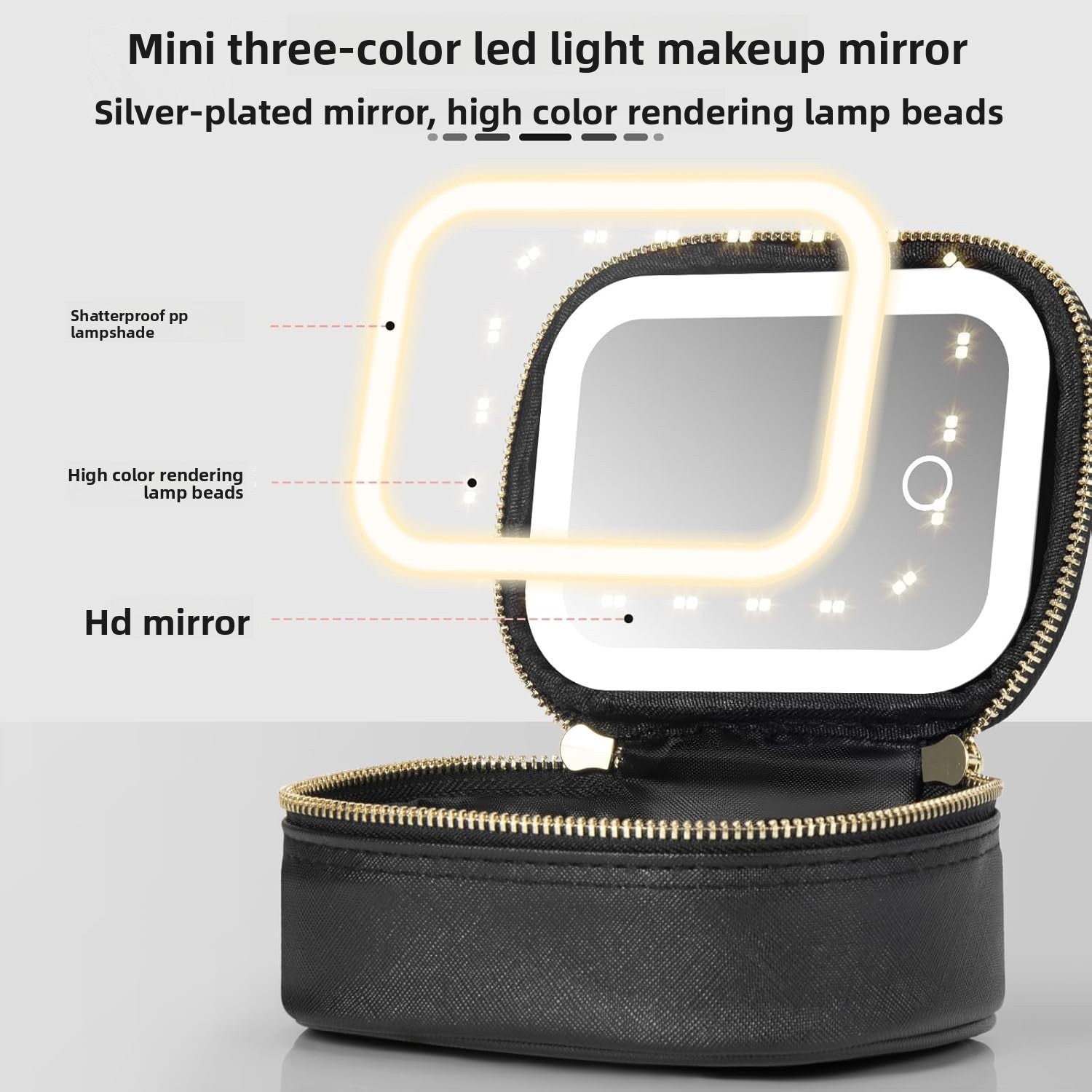 Travel makeup case with detachable LED lighting system