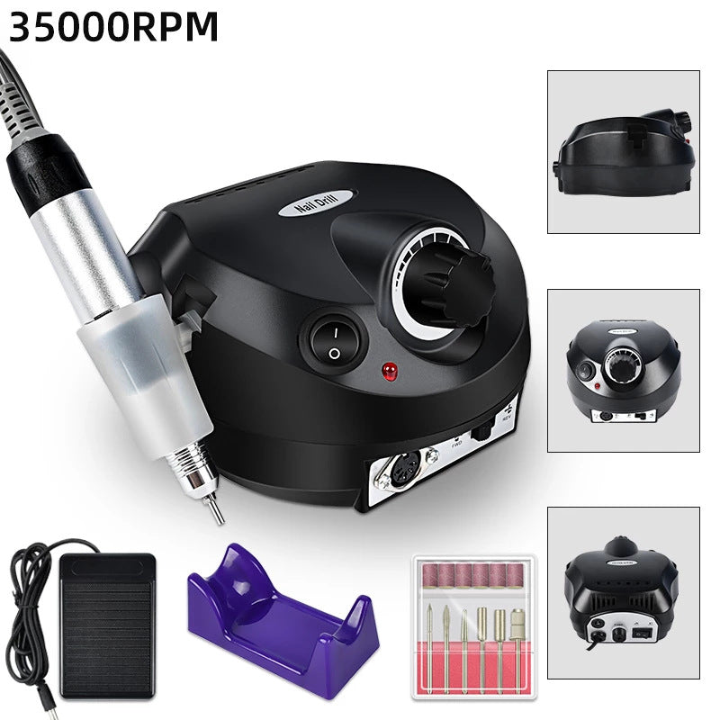 Electric polishing and manicure machine for professional nail care