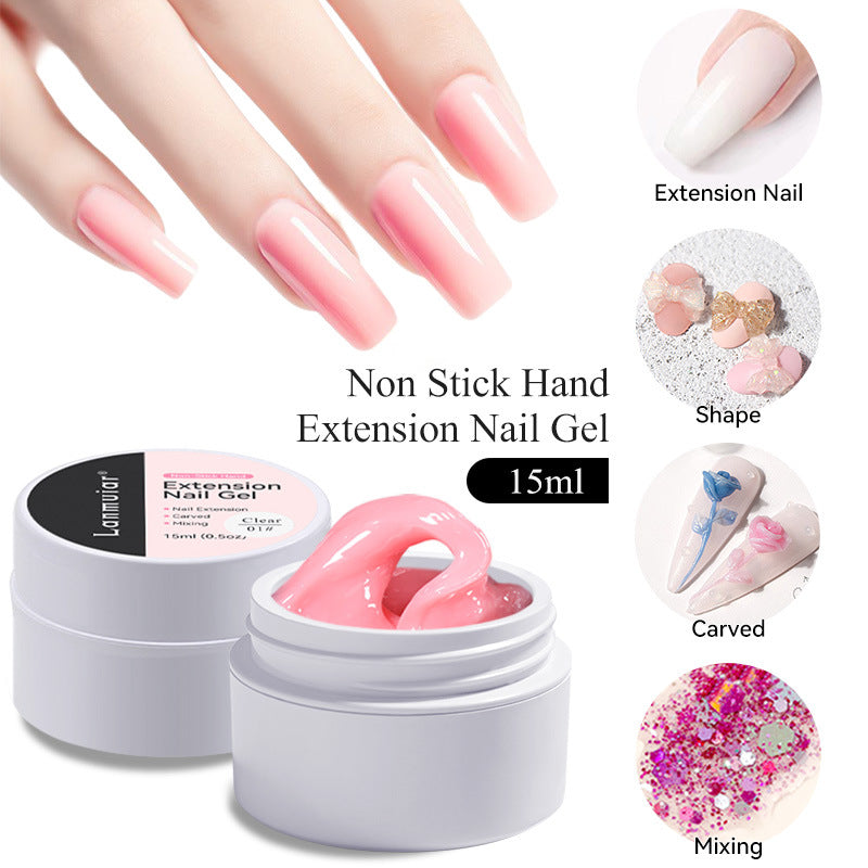 Non-stick nail extension glue for smooth nail shaping